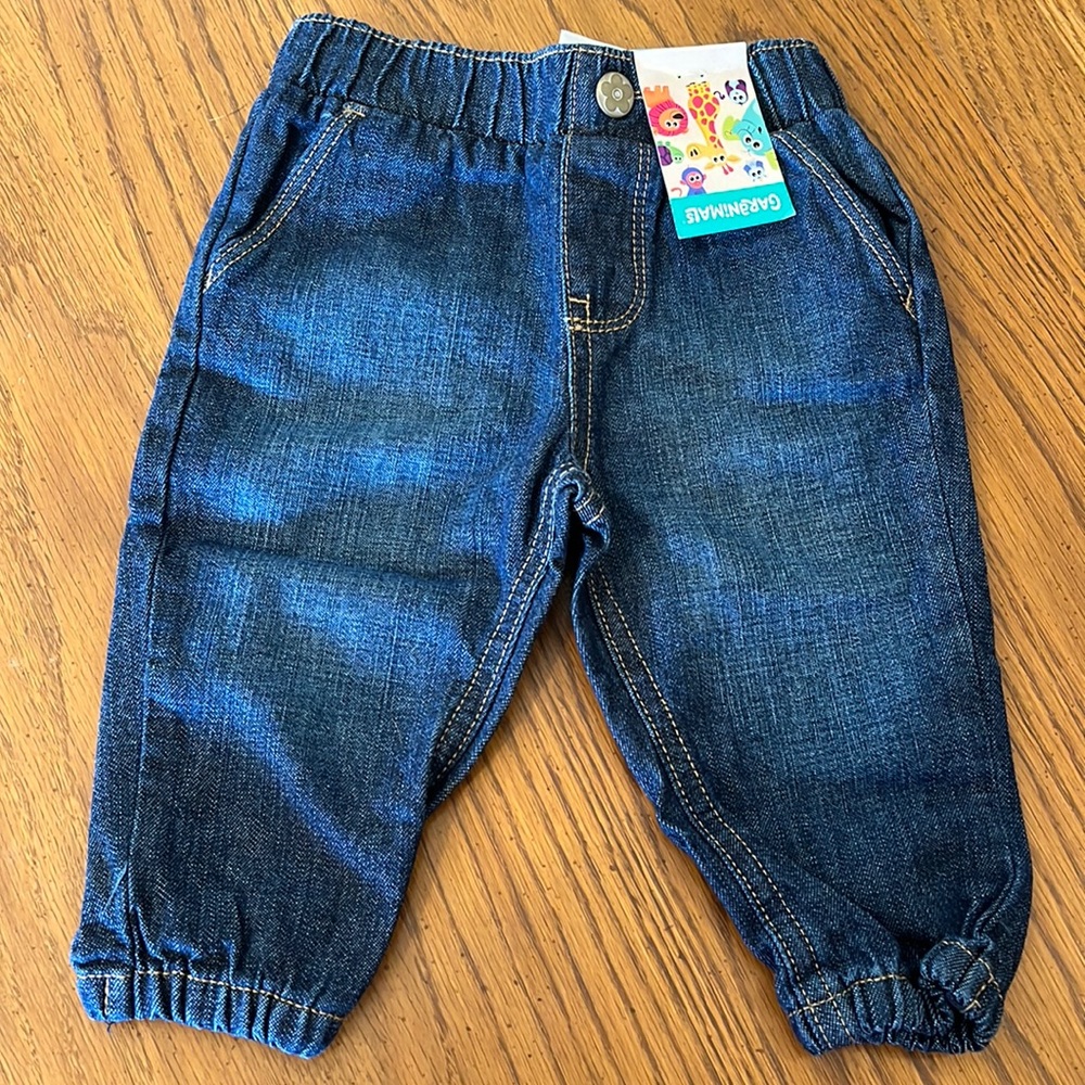 Garanimals infant baby jeans, denim, elastic waist,3-6 M, NWOT